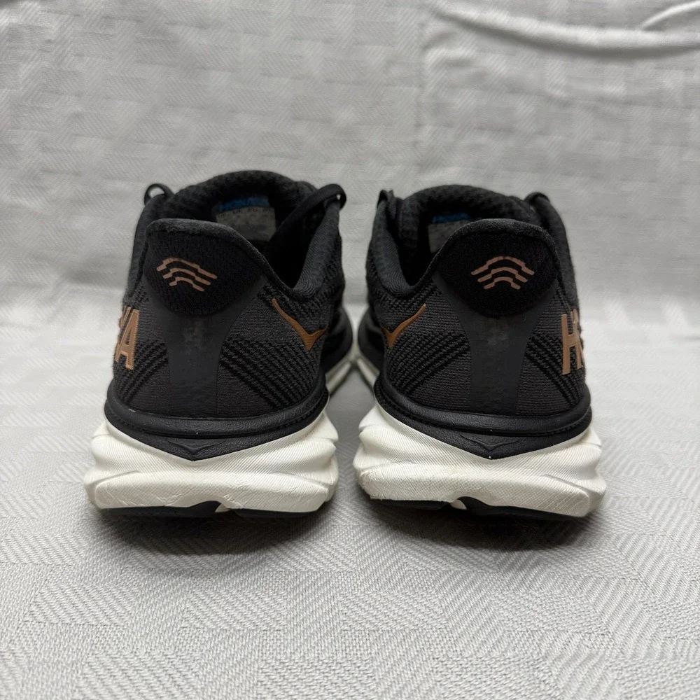 Hoka One One Clifton 9 Shoes Womens Size 9.5 Wide Black‎ Copper Running 1132211